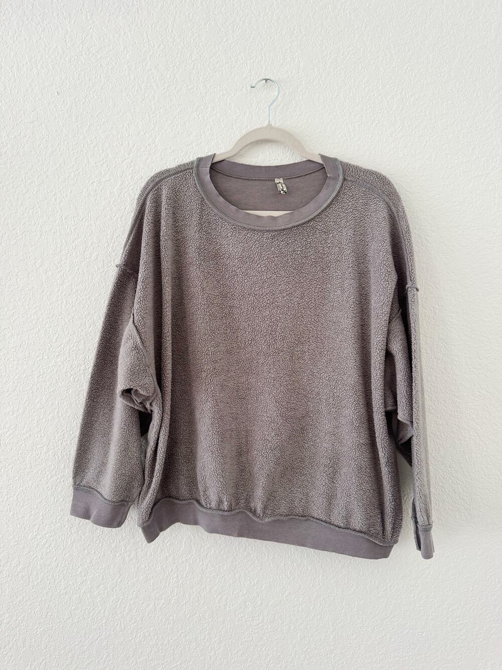 Free People Movement Cozy Fleece Oversized Pullover Sweatshirt Gray XS/S